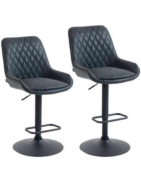 HOMCOM Set of Two Faux Leather Retro Bar Stools - Black - pic 184028 | FastDaddyshop
