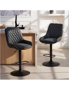 HOMCOM Set of Two Faux Leather Retro Bar Stools - Black 2