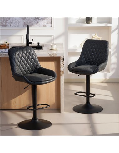 HOMCOM Set of Two Faux Leather Retro Bar Stools - Black