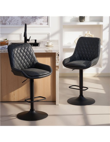 HOMCOM Set of Two Faux Leather Retro Bar Stools - Black - pic 184029 | FastDaddyshop