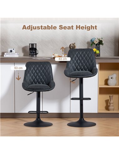 HOMCOM Set of Two Faux Leather Retro Bar Stools - Black