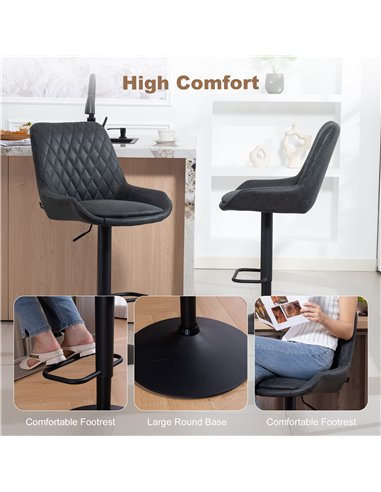 HOMCOM Set of Two Faux Leather Retro Bar Stools - Black