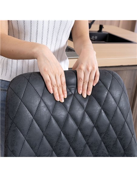 HOMCOM Set of Two Faux Leather Retro Bar Stools - Black - pic 184036 | FastDaddyshop
