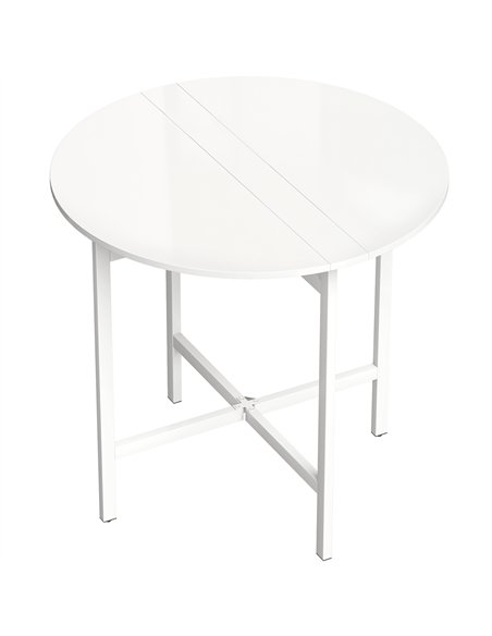 HOMCOM Collapsible Drop Leaf Table, Folding Dining Table for Small Spaces, Extendable Kitchen Table with Steel Frame, White - pic 184046 | FastDaddyshop