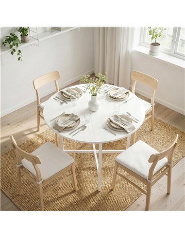 HOMCOM Collapsible Drop Leaf Table, Folding Dining Table for Small Spaces, Extendable Kitchen Table with Steel Frame, White