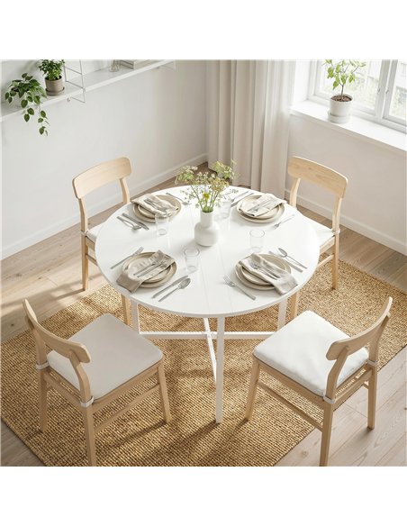 HOMCOM Collapsible Drop Leaf Table, Folding Dining Table for Small Spaces, Extendable Kitchen Table with Steel Frame, White - pic 184053 | FastDaddyshop