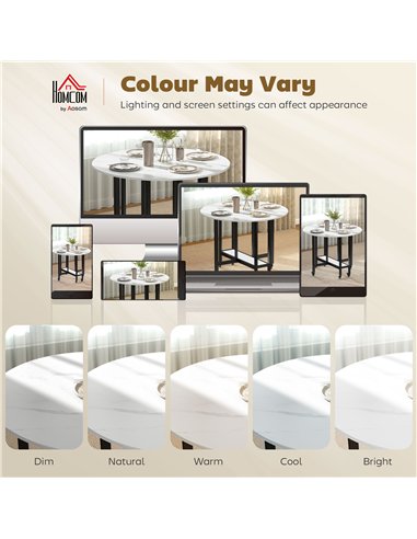 HOMCOM Folding Dining Table, Drop Leaf Table with Open Shelf, Rolling Kitchen Table for Dining Room, Small Spaces, White Marble