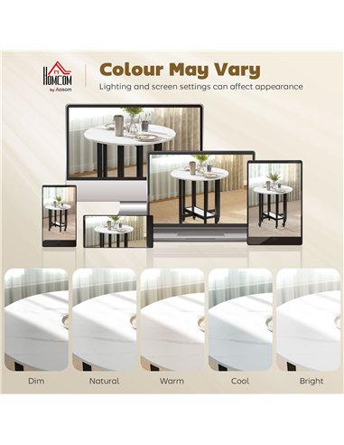 HOMCOM Folding Dining Table, Drop Leaf Table with Open Shelf, Rolling Kitchen Table for Dining Room, Small Spaces, White Marble