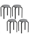 HOMCOM Stackable Stools Modern Cushioned Round Backless Stools Set of 4 Kitchen Dining Room Dark Grey