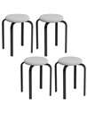 HOMCOM Stackable Stools Modern Cushioned Round Backless Stools Set of 4 Kitchen Dining Room Grey