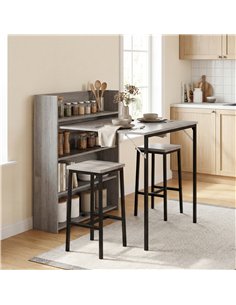 HOMCOM Kitchen Table, Folding Dining Table, with 4-Tier Shelves, Modern Drop-Leaf Table, Grey Wood Effect 2