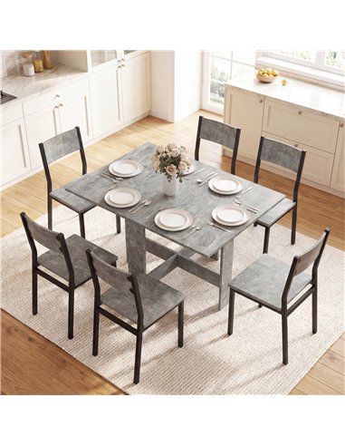 HOMCOM Folding Dining Table, Space-Saving Drop Leaf Kitchen Table for 4-6 People Grey