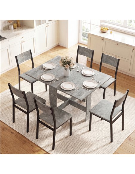 HOMCOM Folding Dining Table, Space-Saving Drop Leaf Kitchen Table for 4-6 People Grey - pic 184137 | FastDaddyshop