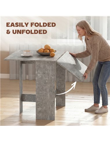 HOMCOM Folding Dining Table, Space-Saving Drop Leaf Kitchen Table for 4-6 People Grey