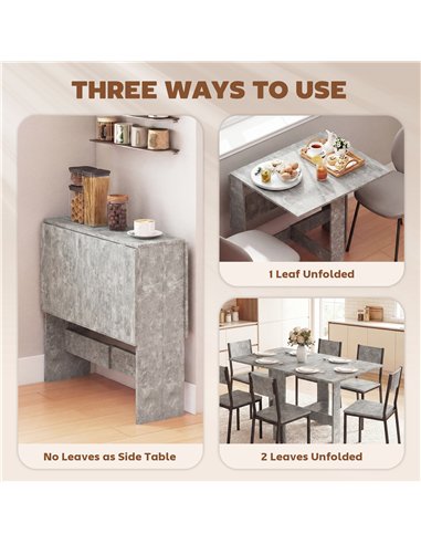 HOMCOM Folding Dining Table, Space-Saving Drop Leaf Kitchen Table for 4-6 People Grey
