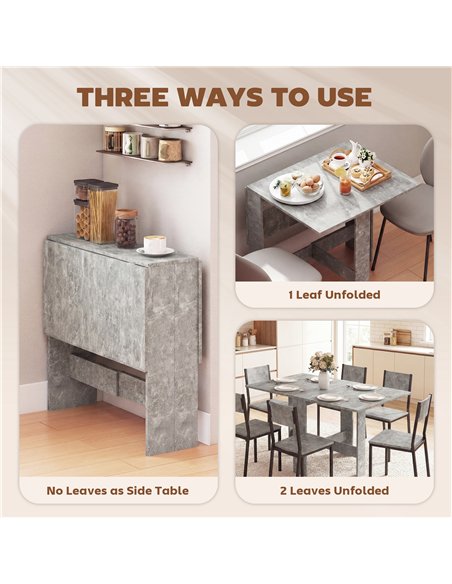 HOMCOM Folding Dining Table, Space-Saving Drop Leaf Kitchen Table for 4-6 People Grey - pic 184140 | FastDaddyshop