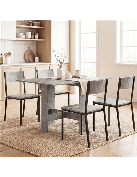 HOMCOM Folding Dining Table, Space-Saving Drop Leaf Kitchen Table for 4-6 People Grey - pic 184142 | FastDaddyshop