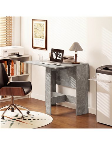 HOMCOM Folding Dining Table, Space-Saving Drop Leaf Kitchen Table for 4-6 People Grey