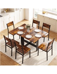HOMCOM Folding Dining Table, Space-Saving Drop Leaf Kitchen Table for 4-6 People Rustic Brown 2
