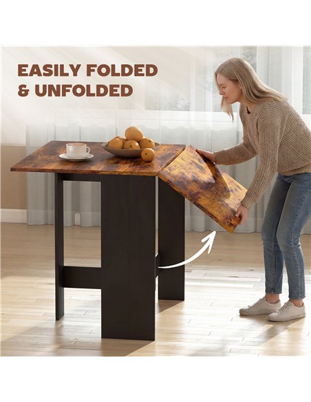 HOMCOM Folding Dining Table, Space-Saving Drop Leaf Kitchen Table for 4-6 People Rustic Brown - pic 184148 | FastDaddyshop