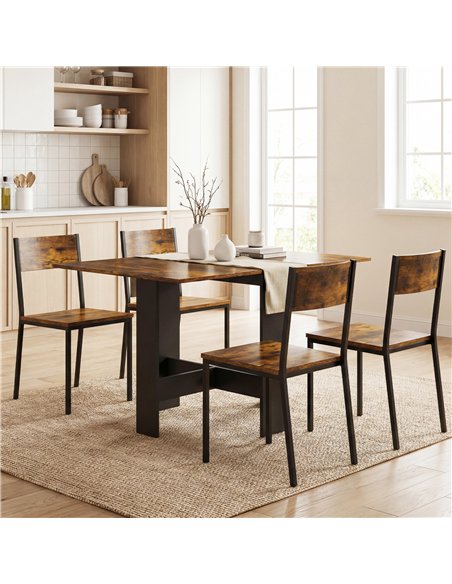 HOMCOM Folding Dining Table, Space-Saving Drop Leaf Kitchen Table for 4-6 People Rustic Brown - pic 184151 | FastDaddyshop