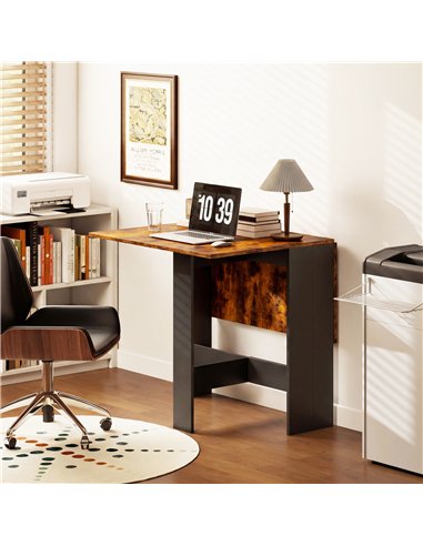 HOMCOM Folding Dining Table, Space-Saving Drop Leaf Kitchen Table for 4-6 People Rustic Brown