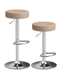 HOMCOM Bar Stools Set of 2, Modern PU Leather Swivel Barstools, Height Adjustable Breakfast Bar Chairs with Footrest, Brown