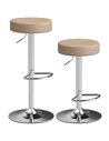 HOMCOM Bar Stools Set of 2, Modern PU Leather Swivel Barstools, Height Adjustable Breakfast Bar Chairs with Footrest, Brown