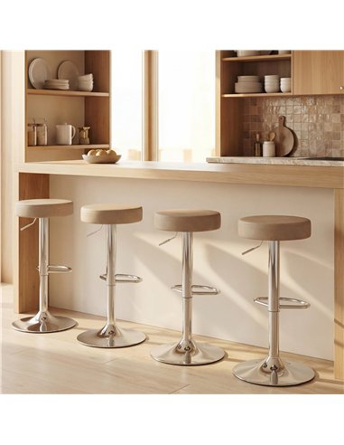 HOMCOM Bar Stools Set of 2, Modern PU Leather Swivel Barstools, Height Adjustable Breakfast Bar Chairs with Footrest, Brown