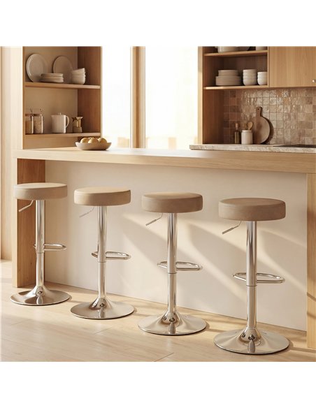 HOMCOM Bar Stools Set of 2, Modern PU Leather Swivel Barstools, Height Adjustable Breakfast Bar Chairs with Footrest, Brown - pic 184162 | FastDaddyshop
