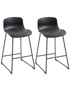 HOMCOM Modern Bar Stools Set of 2, PU Leather Barstools, Counter Height Kitchen Chairs for Breakfast Bars, Dining Room, Black