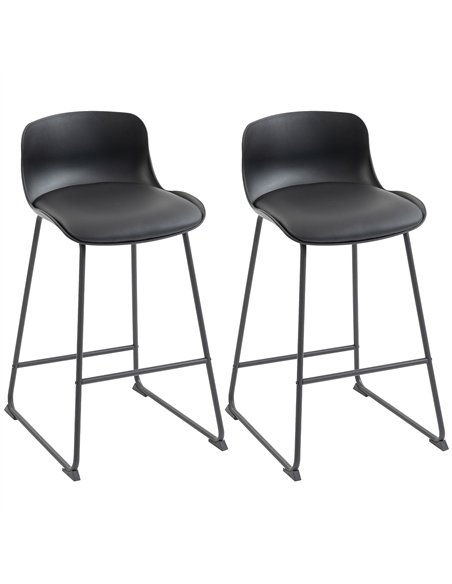 HOMCOM Modern Bar Stools Set of 2, PU Leather Barstools, Counter Height Kitchen Chairs for Breakfast Bars, Dining Room, Black - pic 184172 | FastDaddyshop