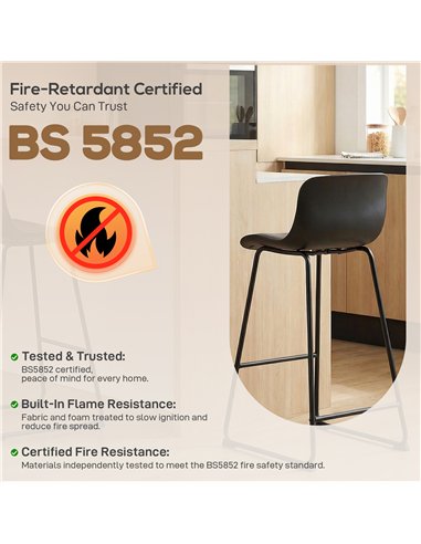 HOMCOM Modern Bar Stools Set of 2, PU Leather Barstools, Counter Height Kitchen Chairs for Breakfast Bars, Dining Room, Black