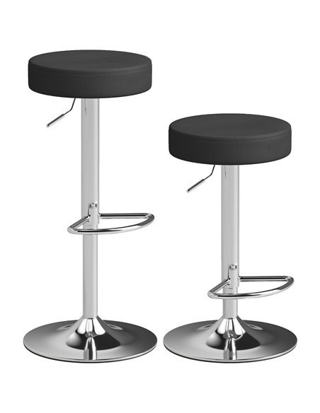 HOMCOM Bar Stools Set of 2, Modern PU Leather Swivel Barstools, Height Adjustable Breakfast Bar Chairs with Footrest, Black - pic 184181 | FastDaddyshop