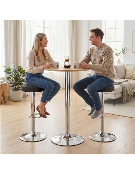 HOMCOM Bar Stools Set of 2, Modern PU Leather Swivel Barstools, Height Adjustable Breakfast Bar Chairs with Footrest, Black - pic 184188 | FastDaddyshop