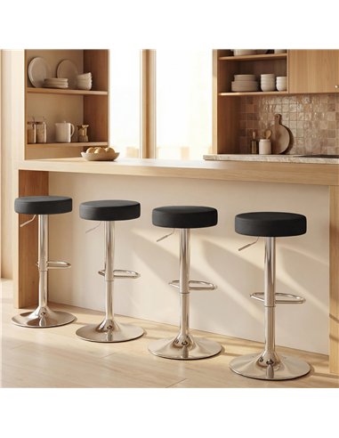 HOMCOM Bar Stools Set of 2, Modern PU Leather Swivel Barstools, Height Adjustable Breakfast Bar Chairs with Footrest, Black