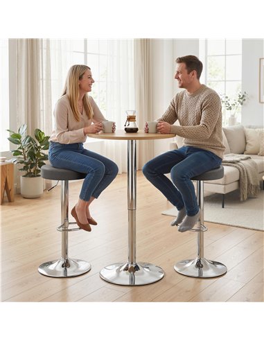 HOMCOM Bar Stools Set of 2, Modern PU Leather Swivel Barstools, Height Adjustable Breakfast Bar Chairs with Footrest, Grey