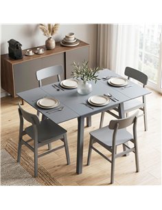 HOMCOM Solid Wood Folding Dining Table, Drop Leaf Table for 2-4 People,  Rectangle Kitchen Table 2