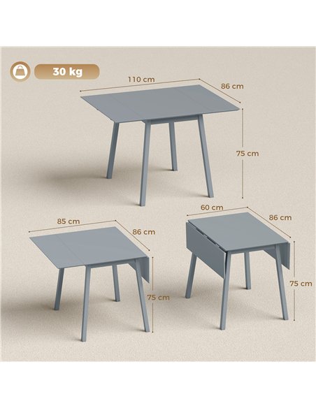 HOMCOM Solid Wood Folding Dining Table, Drop Leaf Table for 2-4 People,  Rectangle Kitchen Table - pic 184201 | FastDaddyshop