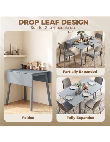 HOMCOM Solid Wood Folding Dining Table, Drop Leaf Table for 2-4 People,  Rectangle Kitchen Table - pic 184202 | FastDaddyshop