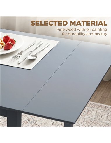 HOMCOM Solid Wood Folding Dining Table, Drop Leaf Table for 2-4 People,  Rectangle Kitchen Table