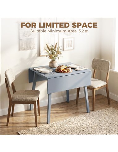 HOMCOM Solid Wood Folding Dining Table, Drop Leaf Table for 2-4 People,  Rectangle Kitchen Table