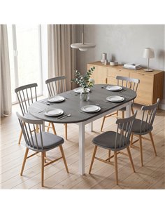 HOMCOM 4-6 Person Wooden Drop-Leaf Table - Grey 2