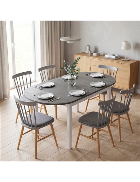 HOMCOM 4-6 Person Wooden Drop-Leaf Table - Grey - pic 184209 | FastDaddyshop