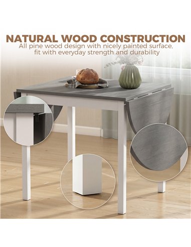HOMCOM 4-6 Person Wooden Drop-Leaf Table - Grey
