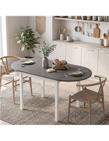 HOMCOM 4-6 Person Wooden Drop-Leaf Table - Grey