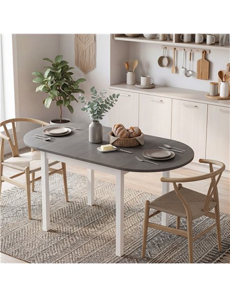 HOMCOM 4-6 Person Wooden Drop-Leaf Table - Grey - pic 184214 | FastDaddyshop
