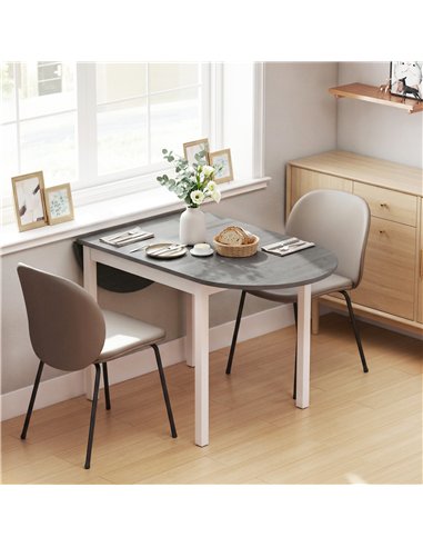 HOMCOM 4-6 Person Wooden Drop-Leaf Table - Grey