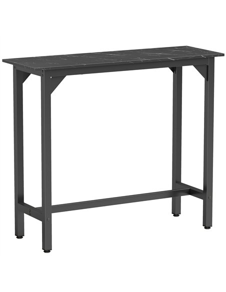 HOMCOM Rectangular Bar Table, Marble Effect Pub Coffee Table for Small Space, Breakfast Dining, Black Marble Effect - pic 184217 | FastDaddyshop