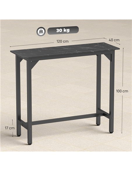HOMCOM Rectangular Bar Table, Marble Effect Pub Coffee Table for Small Space, Breakfast Dining, Black Marble Effect - pic 184219 | FastDaddyshop